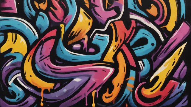 Vibrant Graffiti Art Abstract Background with Drips and Swirls.