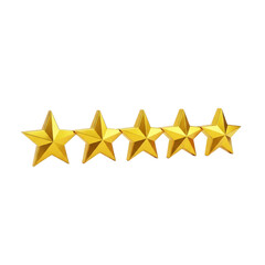 Row of five gold stars. isolated illustration on  transparent background PNG