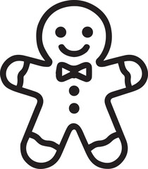 A charming gingerbread man, in a simple and iconic line art style, stands ready to add sweetness to any festive project. The adorable gingerbread man, perfect for holiday-themed designs.
