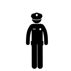 Police stick figure guarding the city.