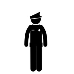 City police stick figure standing on duty.