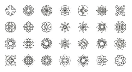 Diverse collection of intricate floral geometric patterns for textile and ornamental designs