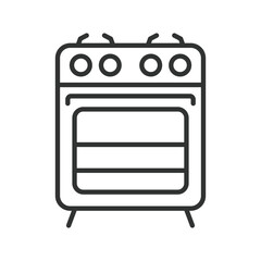 Stove icon in line design. stove, kitchen stove, cooking appliance, oven unit, home kitchen on white background vector. stove editable stroke icon