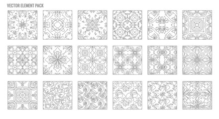 Collection of intricately designed vector element patterns for creative projects