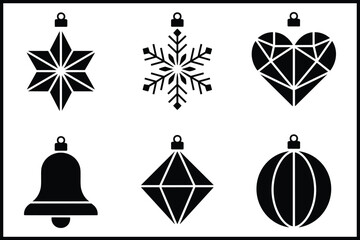 Various christmas and holiday season festive decorative icons isolated on white background, Vector