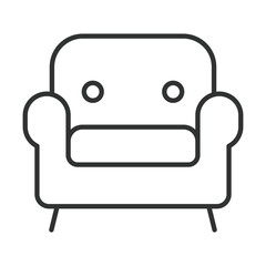 Armchair icon in line design. armchair, soft chair, cozy seating, living room chair on white background vector. armchair editable stroke icon
