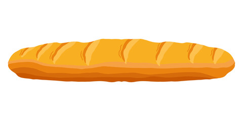 Vector illustration loaf of bread isolated on white background. Whole fresh baked bread