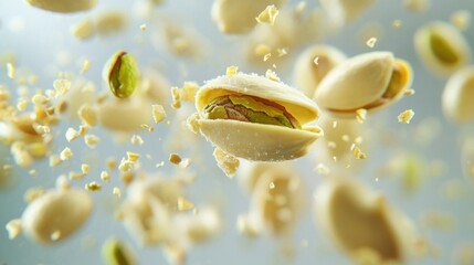 Dubai Chocolate Kunafa Pistachio on white background,Dubai Chocolate bar with green kadayif and pistachio spread,popular and viral chocolate 2024,space for text.