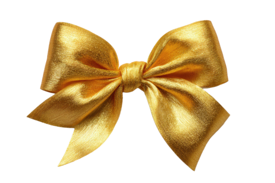 Golden Bow Tie Isolated on Transparent Background Object