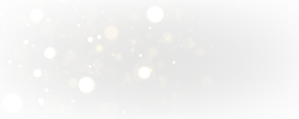 White sparks and stars glitter with soft golden glow on a transparent background. Magical sparkling dust particles create an elegant festive design for Christmas and winter holidays.