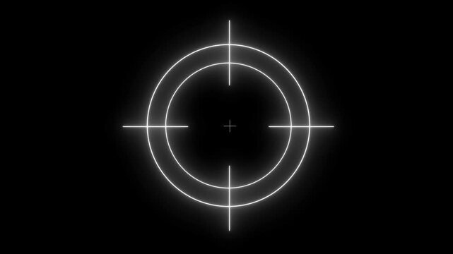Shooting Target Icon With Glitch Effect 4k animation of technology background and sniper gun goal target symbol icon, digital screen effect including twitch, Neon Target Customer concept