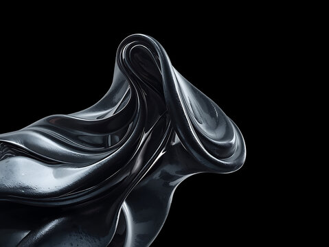 Iridescent fluid sculpture on black