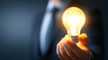 A businessman holding a light bulb in his hand, symbolizing innovation and creative ideas