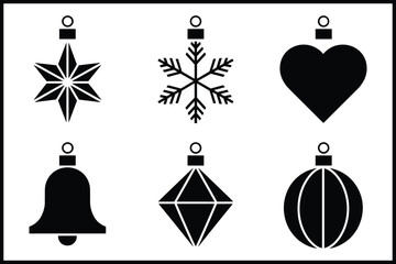 Collection of festive christmas holiday ornament icons vector isolated on white background, Vector