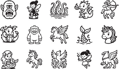 A Collection of Whimsical Fantasy Creatures Illustrations, perfect for children and fantasy enthusiasts, each character is full of charm. 