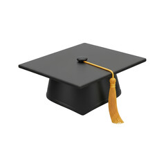 Black graduation cap with a yellow tassel. isolated illustration on  transparent background PNG