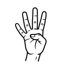 Fototapeta premium Hand showing four fingers isolated on, representing the number four, counting, or a gesture of communication