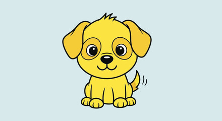 Fototapeta premium Adorable yellow puppy cartoon with curious eyes ready for children's illustration design