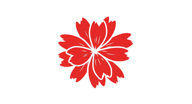 Vibrant botanical illustration with bold red petals and symmetrical design showcasing a