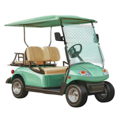 Green Golf Cart Isolated on Transparent Background for Leisure Transport