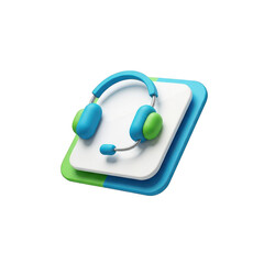 Blue and green headset is on a white background. isolated illustration on  transparent background PNG