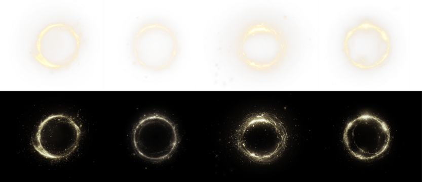 Gold PNG Overlay with Sparkling Energy Circle Effect on transparent background