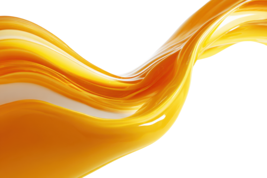 Bright Yellow Abstract Liquid Wave on Isolated Background