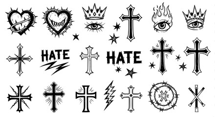 Gothic sticker pack with dark symbols