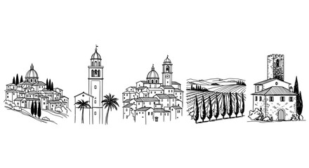 Italy landscape and architecture illustrations © Îkhlas Art Zøne