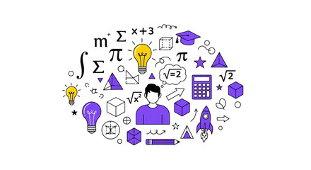 Creative illustration representing mathematical and scientific themes for education or knowledge