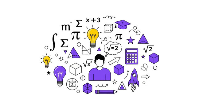 Creative illustration representing mathematical and scientific themes for education or knowledge
