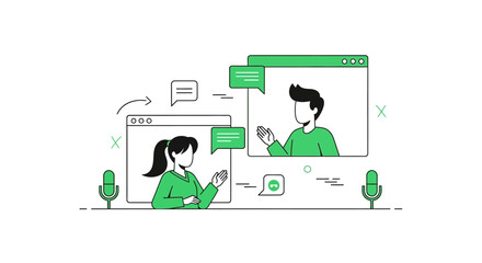 Virtual connections: Online meeting illustration for remote communication platform concepts