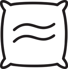 A simplistic line drawing showcases a soft pillow, evoking comfort and rest, symbolizing relaxation and sleep in a clean graphic design.