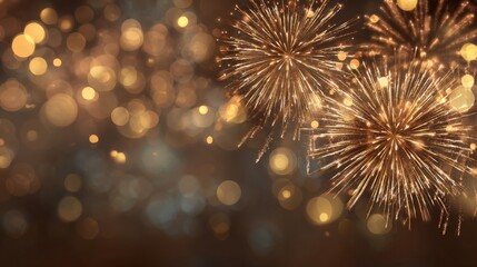 Silvester, New Year's Eve, Festival Party New Year 2026, new years eve Fireworks background banner panorama - firework and sparklers on rustic dark back night sky texture