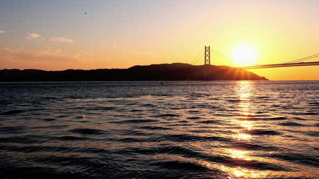 明石海峡の夕暮れ（パン）　神戸市垂水区にて