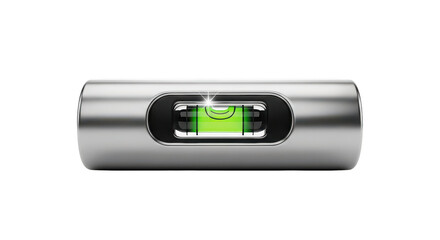 Silver object with a green bubble in the middle. isolated illustration on  transparent background PNG
