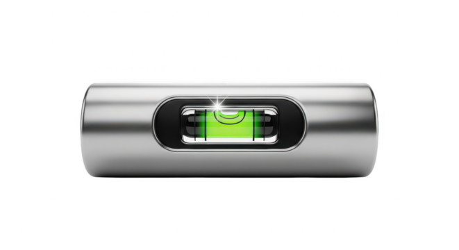 Silver object with a green bubble in the middle. isolated illustration on  transparent background PNG