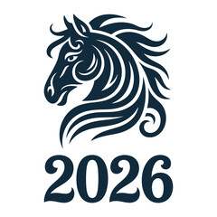 Obraz premium Graphic emblem for the Chinese Year of the Horse 2026.