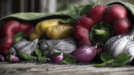 Fresh Garlic and Bell Peppers with Herbs