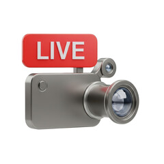 Red sign with a camera on it that says Live. isolated illustration on  transparent background PNG