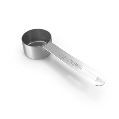 stainless steel measuring cup with 1 cup measurement, isolated on transparent background. Clipping Path