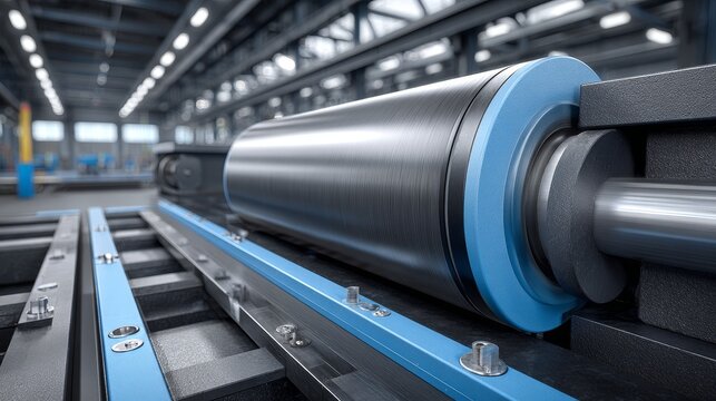 Shearing machine operation in industrial factory scene side view of heavy machinery process and system