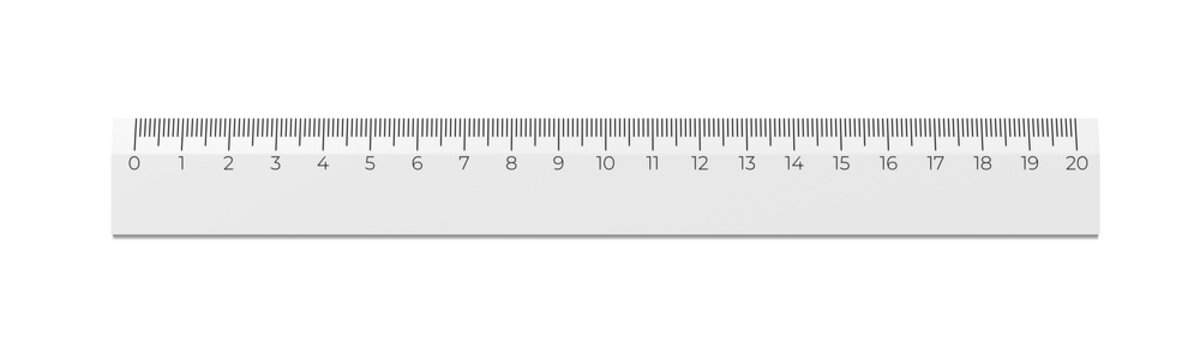 White plastic ruler. Isolated. 3d illustration.