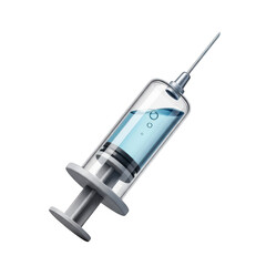 Syringe with a blue liquid in it. isolated illustration on  transparent background PNG