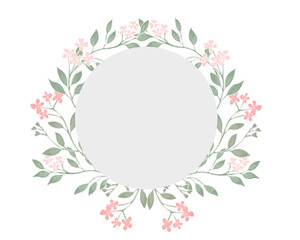 Delicate Floral Wreath Frame with Pink Blossoms