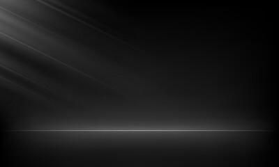Black studio background. Empty room with light effect. Space for selling products on the website. Vector illustration.