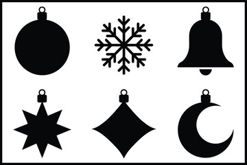 Festive christmas and winter season decoration icon collection isolated on white background, Vector
