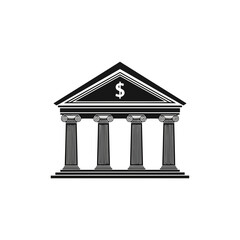 Fototapeta premium Bank building icon isolated on financial institution symbol government, courthouse, or museum architecture sign