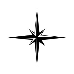 Black and white compass rose isolated on, a classic symbol of navigation and direction, pointing the way forward
