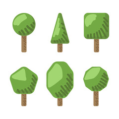 Set collection Tree for Architecture Design on white background.